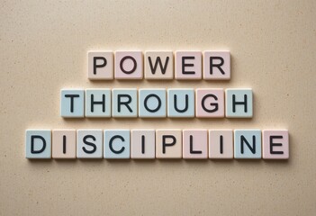 Obraz premium Power Through Discipline Motivational Quote on Light Background