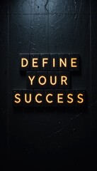 Define Your Success Inspirational Quote on Dark Background with Lights