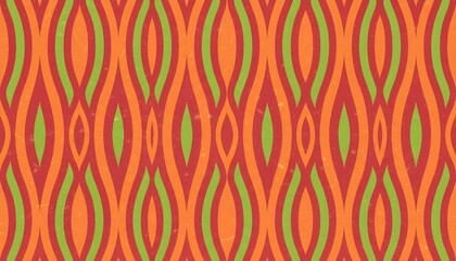 Vibrant orange and green abstract pattern repeats seamlessly