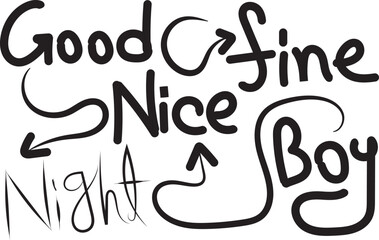 Black text with phrases on isolated on transparent background silhouette