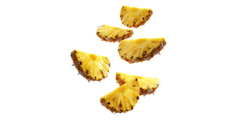 Pineapple Slices Falling isolated on a transparent background