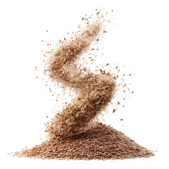 Sesame seeds swirling in a dynamic motion isolated on a transparent background