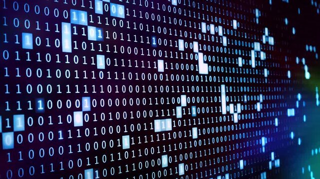 Abstract Binary Code Digital Data, Cyber Security Data Encryption Background.