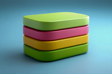 Three layered rounded rectangles icon, iterative thinking and brainstorming process symbol