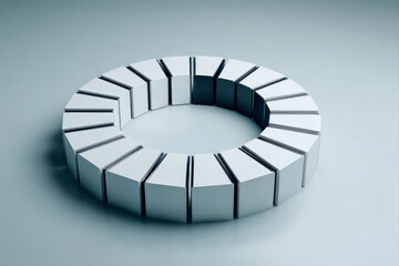 Minimalist broken circle icon made of short line segments with one segment missing