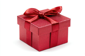 Obraz premium red gift box with satin ribbon isolated on white background