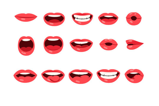 Collection of cartoon lips in various expressions