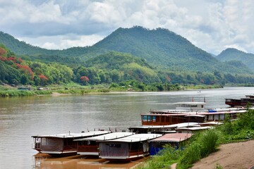 Scenic view of the Mekong River in Luang Prabang, Laos