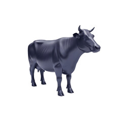 Fototapeta premium A majestic black cow stands proudly showcasing its impressive physique and horns.