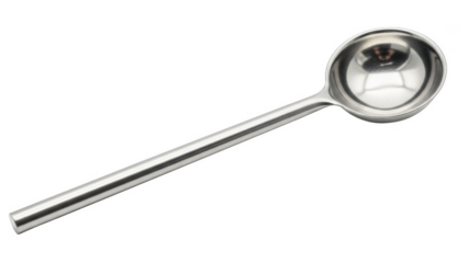 Stainless steel ladle with a long handle against a black background spoon kitchen utensil