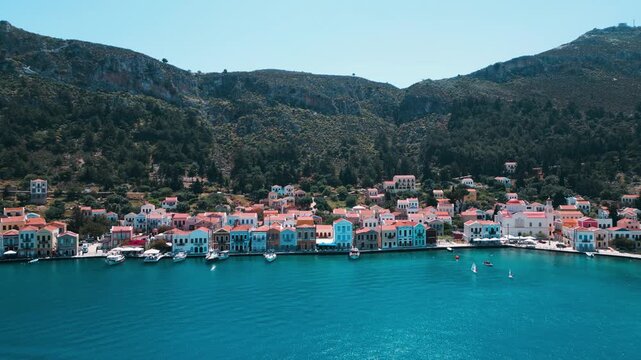 Aerial view of Kastellorizo (Megisti Island) in Greece