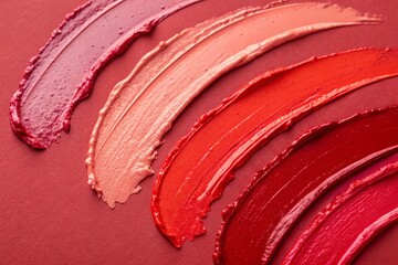 a smudge of multiple shades of lipstick or lip gloss