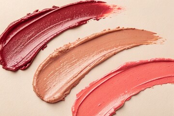 a smudge of multiple shades of lipstick or lip gloss