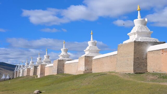 Kharkhorin, Mongolia: Scenic view of the famous stupa wall surrounding Erdene Zuu, the oldest surviving Buddhist monastery in the country.