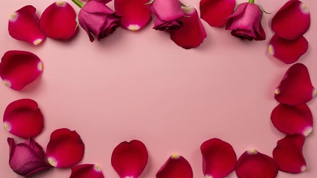 Romantic rose petal frame border video.