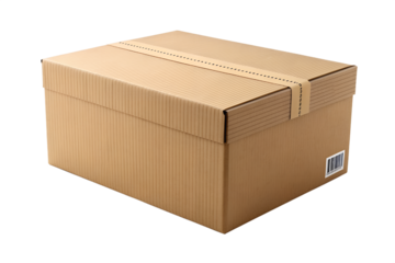 Sturdy cardboard storage box with a separate lid secured by a decorative perforated seal tape and a small barcode sticker detail on a dark background for archives