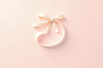 Elegant Ribbon Bow on Soft Pink Background