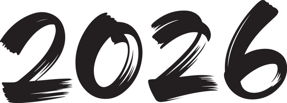 2026 bold brushstroke typography vector for banner and flyer