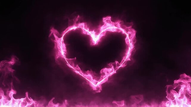 Fiery Heart Flame Effect Video Sequence.