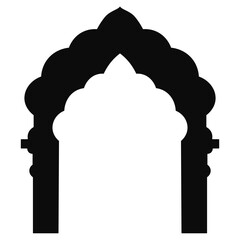 Ramadan Mosque Silhouette Icon on Black Background