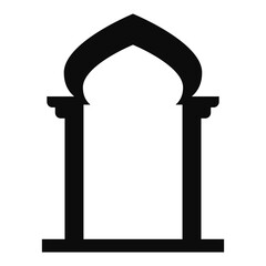 Ramadan Mosque Silhouette Icon on Black Background