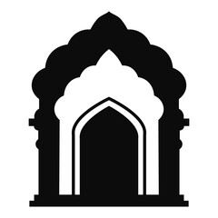 Ramadan Mosque Silhouette Icon on Black Background