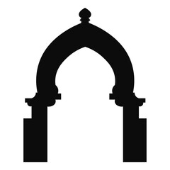 Ramadan Mosque Silhouette Icon on Black Background
