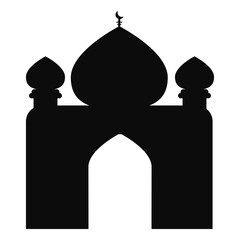 Ramadan Mosque Silhouette Icon on Black Background