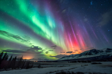 aurora over the mountains