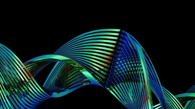Dynamic abstract wave patterns in vibrant colors against a black backdrop Colorful Lines 3D. Concept featuring abstract, wave, patterns, colorful, vibrant.