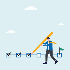 Illustration Business plan with progress and achievement