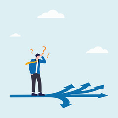 Businessman decision making to choose which direction illustration