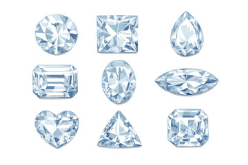 Nine Brilliant Cut Diamonds in Various Shapes © icon_art