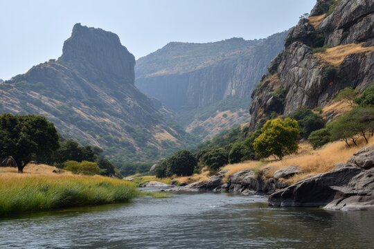 Exploring the natural beauty of Lag Badana National Park in a serene moment along the winding river under the bright sky