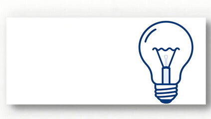 Minimalist Navy Blue Line-Art Lightbulb Icon Banner — Right-Aligned Copy Space for Innovation, Startup Pitch Decks & Hero Images