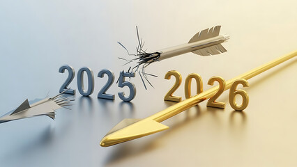 New year targets and goals concept with arrows and dates