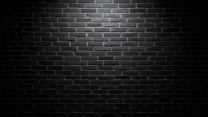 A spotlight shines on a dark brick wall with a mysterious atmosphere