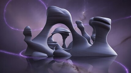Surreal Alien Landscape with Smooth Sculptural Forms