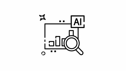 Line drawing of an ai data analysis icon suitable for tech presentations, educational materials, infographics, and web design projects. - Powered by Adobe