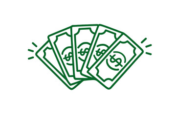 Obraz premium Fanned Green Dollar Bills Icon
