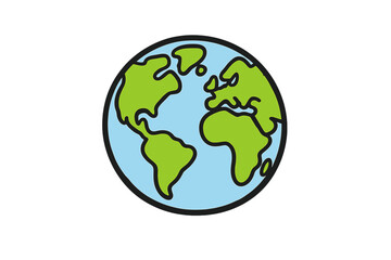 Obraz premium Stylized Earth icon with shadow on yellow background