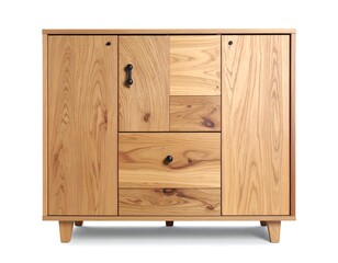 Wooden cabinet with doors, drawers, and wooden grain details