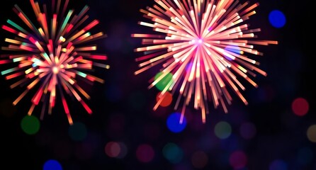 Spectacular Fireworks Celebration night sky, colorful bursts, festive event, bright explosion, party, illumination, colorful