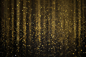 Golden light particles overlay with subtle glow and haze isolated on dark background for design, garland love