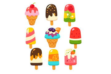 Obraz premium Assortment of Sweet Ice Cream and Popsicles