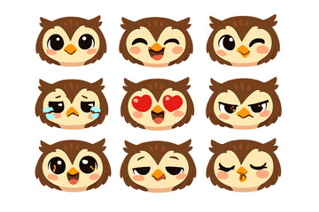 Fototapeta premium Cute Owl Emoticons