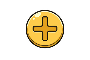 Obraz premium Yellow plus sign button with shadow effect