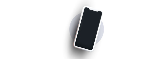 3D Smartphone Mockup with Blank Screen on White Background