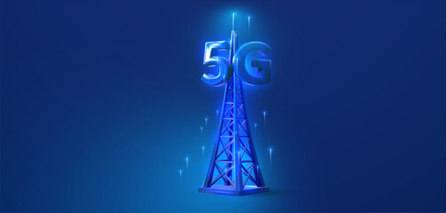 5G Network Tower with Wireless Connectivity Technology Concept