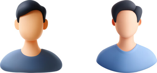 3D Male User Avatar Icons Set for Profile Interface